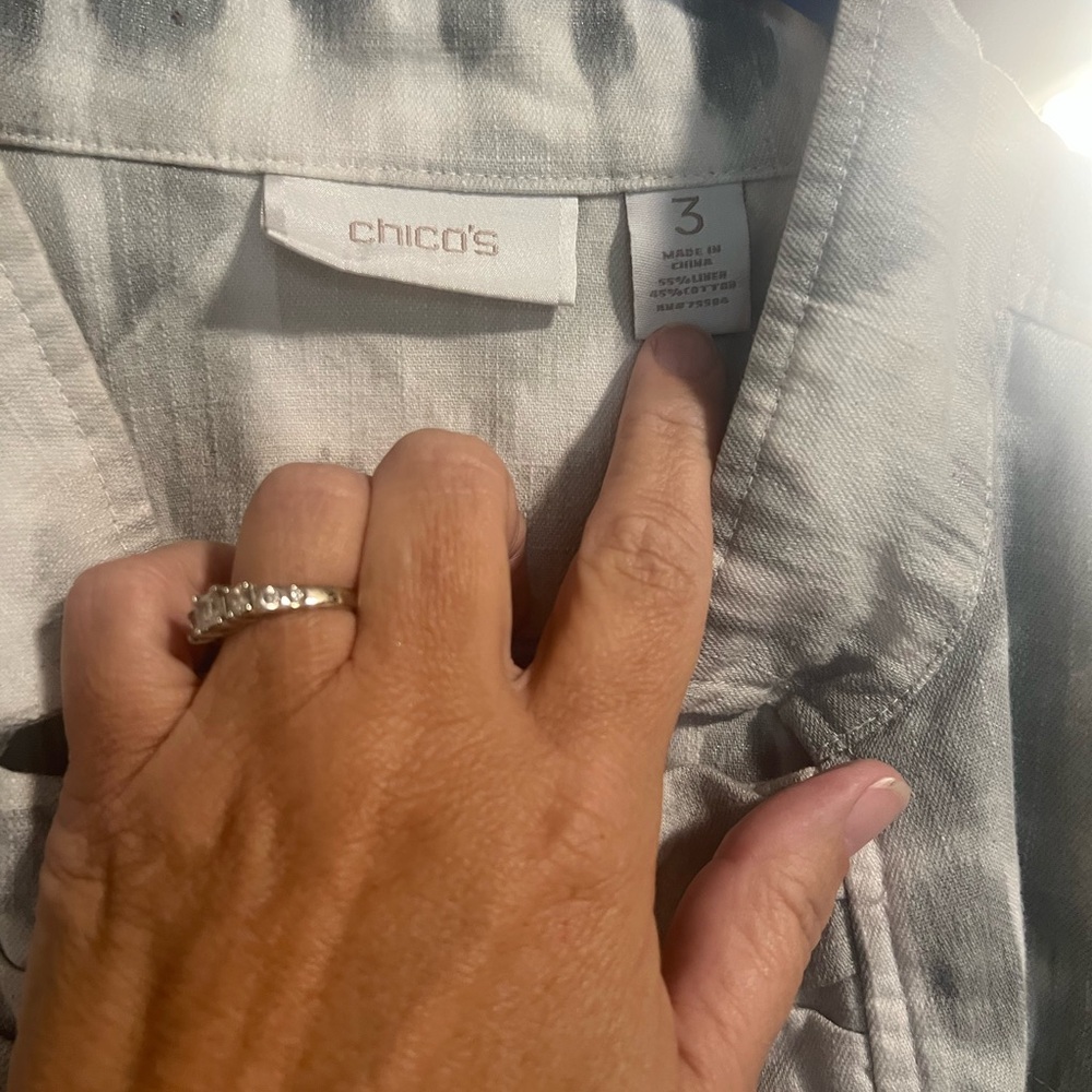 Chico's Gray Patterned Jean Jacket - Picture 2 of 5